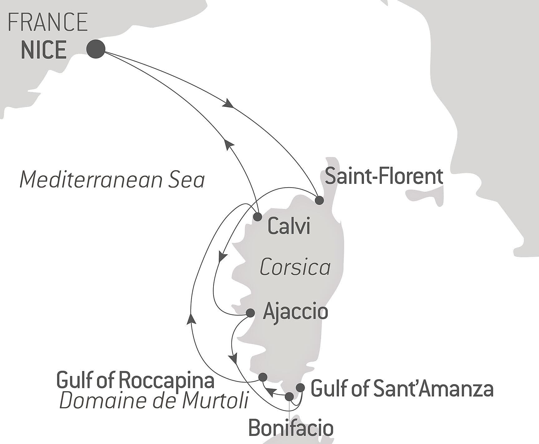 Corsican shores, under Sail Aboard Le Ponant