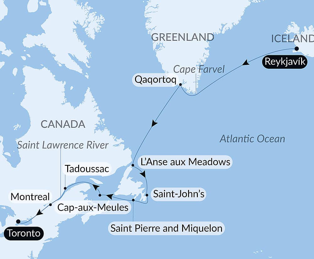 Exploration from Greenland to Canada via Saint Pierre and Miquelon